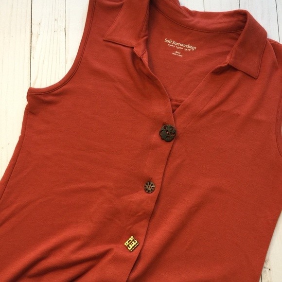 SOFT SURROUNDINGS Rust Front Button Maxi Dress S - Picture 3 of 7